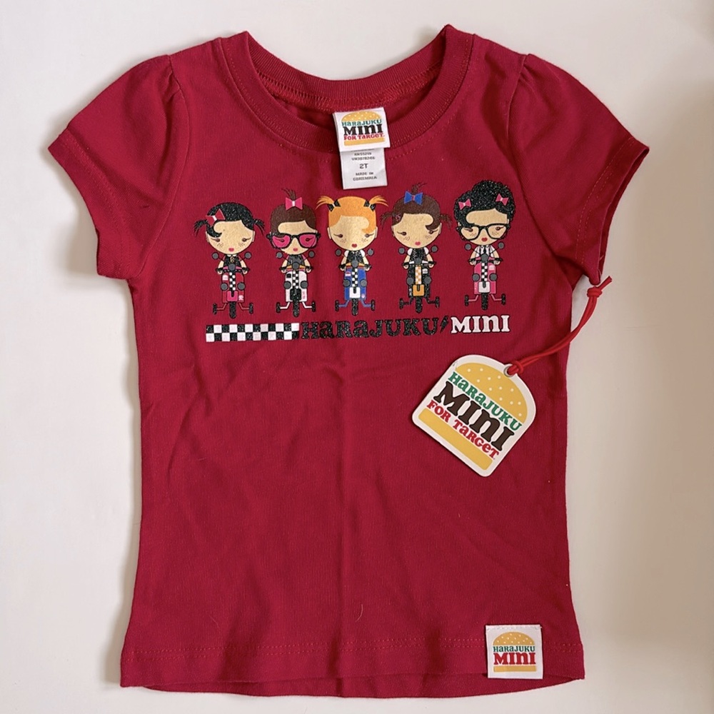 NWT HARAJUKU Mini Red Short Sleeve Graphic Tee Girls 2T Vintage